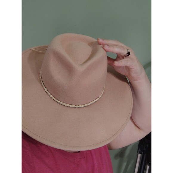 Wool Altar'd State Cowgirl Hat with Leather braided trim Pale Pink Cowgirlcore - Picture 12 of 12
